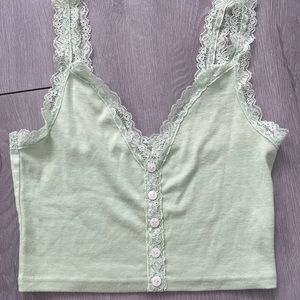 Pacsun light green lace cropped tank